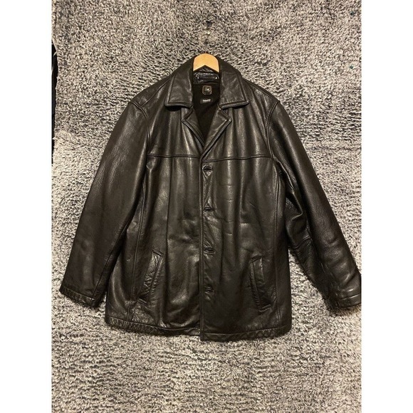 WILSONS LW Thinsulate Insulated 2 Layer HEAVY Leather Full Zip Coat Jacket Large - Picture 3 of 11